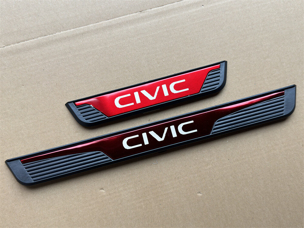 For Honda Civic Red Steel Accessories Door Sill Protector Scuff Plate Trims 4pcs
