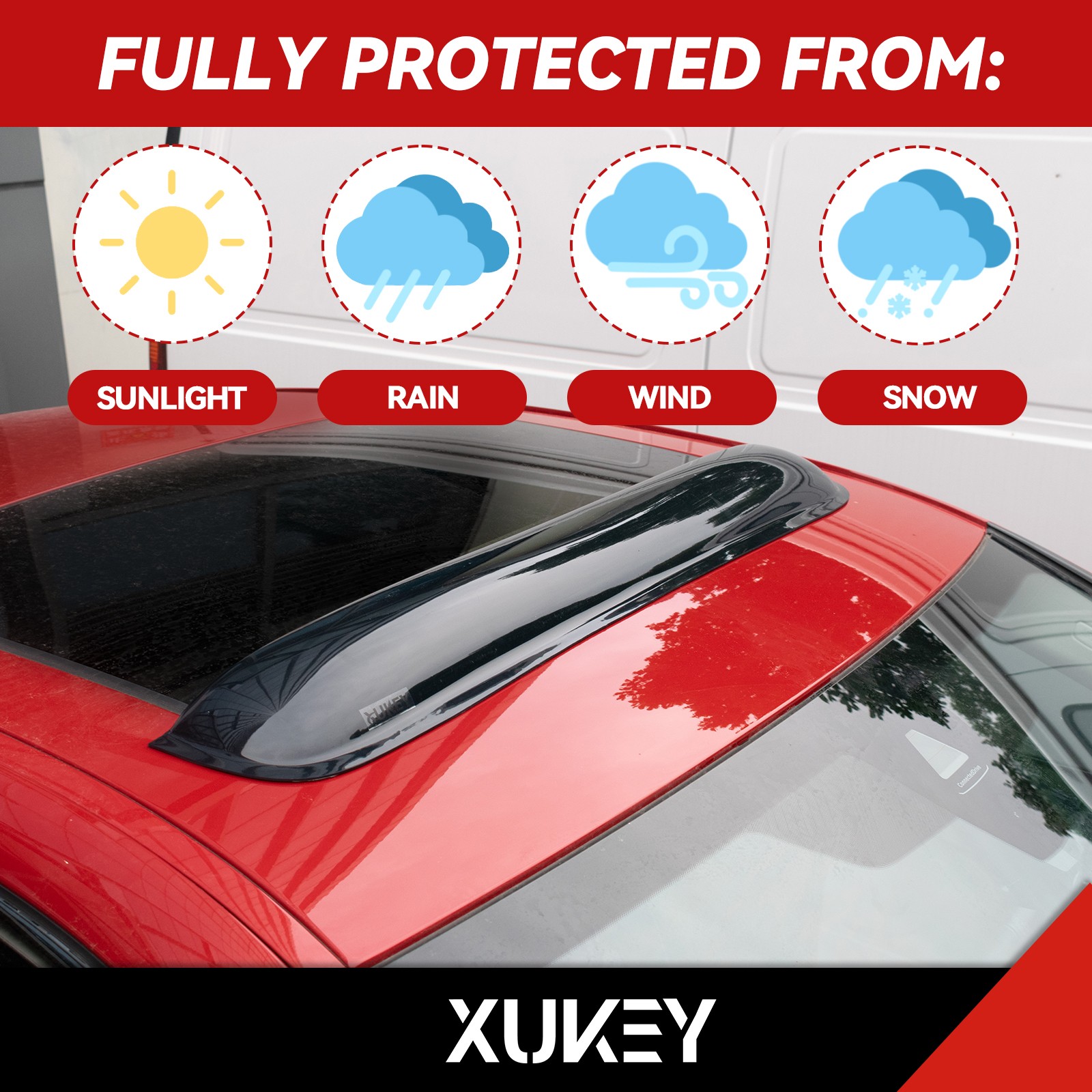 35″ Smoke Top Sunroof/Moon/Sun Roof Window Visor Shade Vent Wind Rain Deflector