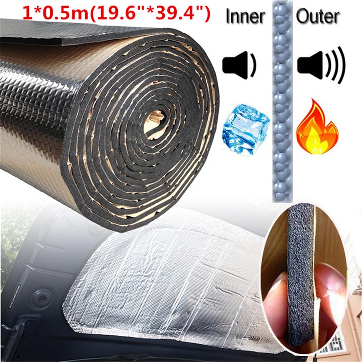 Heat Shield Sound Deadening Noise Pad Mat For Car Engine Hood Insulation Trim
