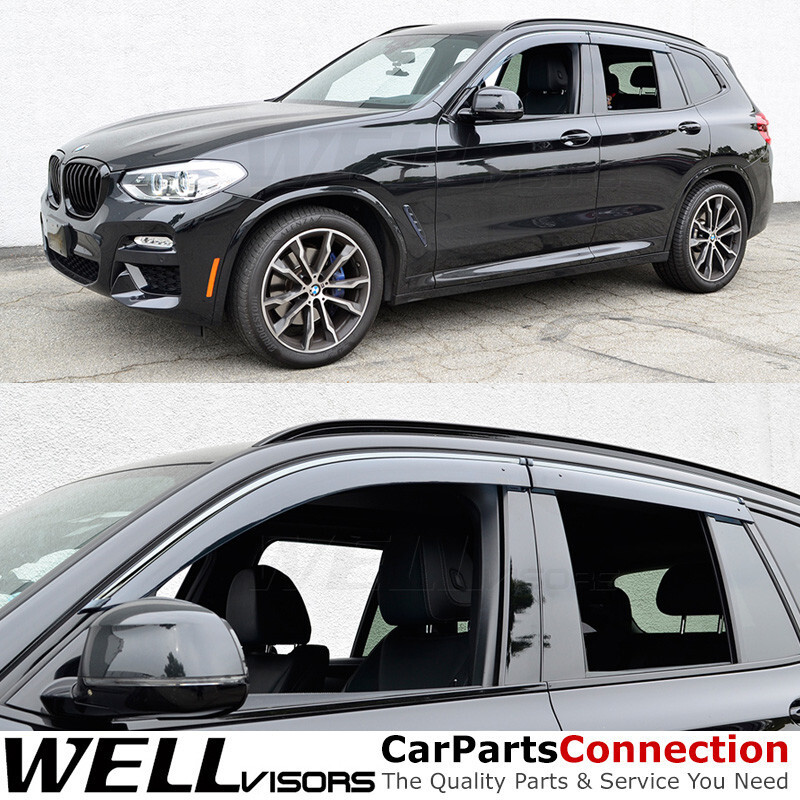 Wellvisors For BMW G01 X3 2018-2024 Window Visors Deflector Guards Black Trim