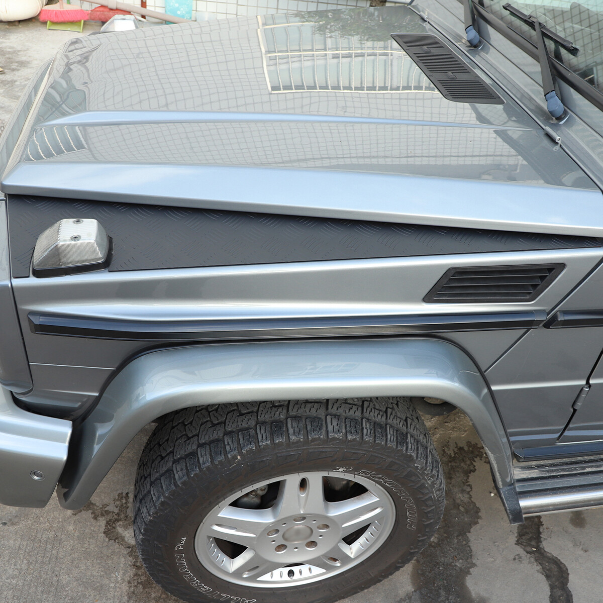 2x Hood Panel Trim Alloy Plate Set Fit for Mercedes G-Class W463 G500 2004-2018