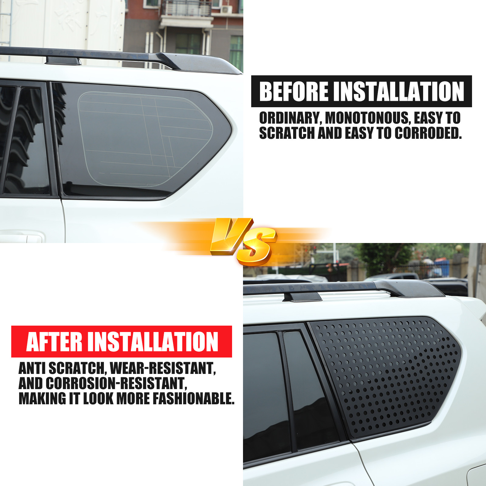 4PCS Rear Window Triangle Glass Panel Trim for Lexus GX 460 2010-23 Accessories