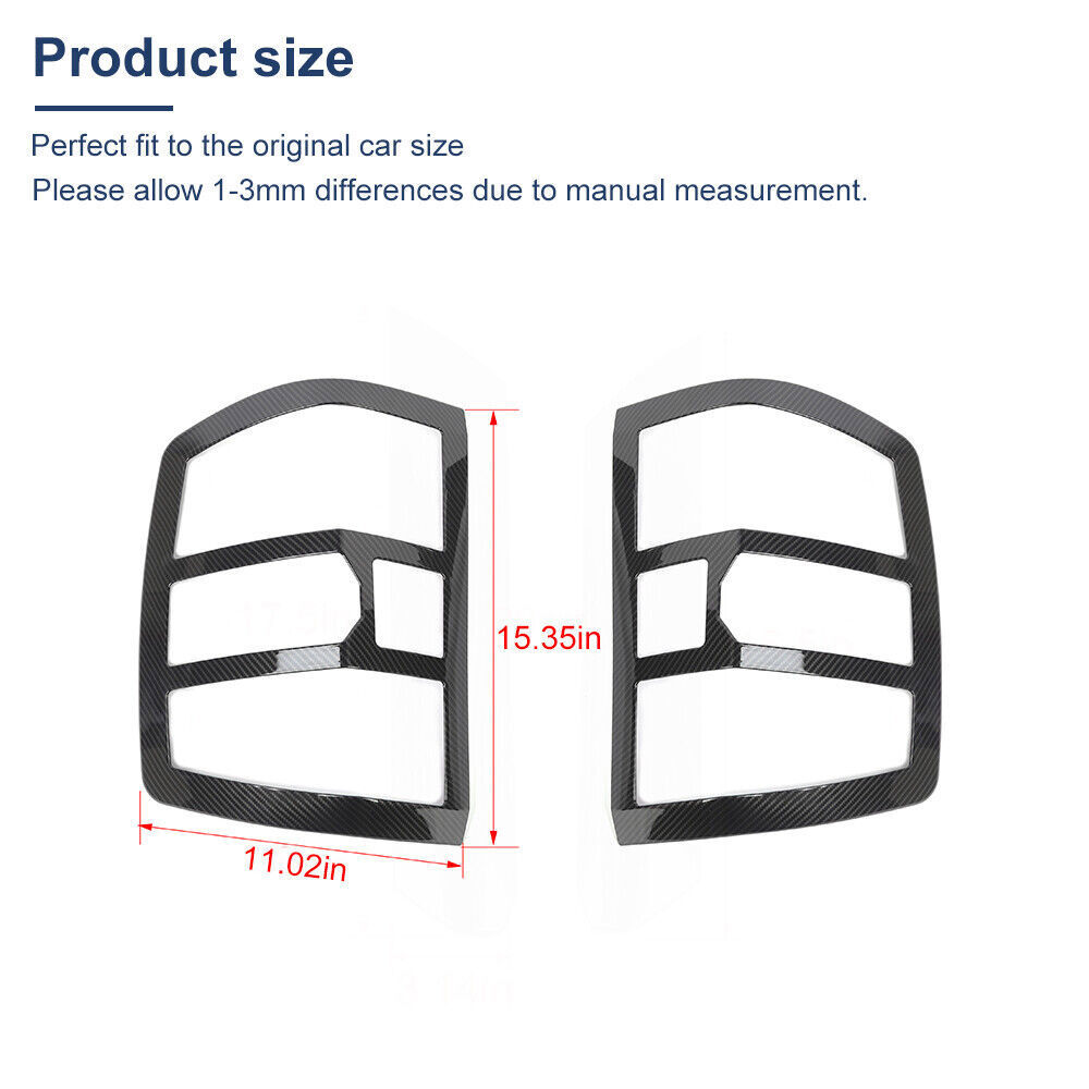 Rear Taillight Lamp Frame Cover Frame For Chevy Silverado 2014-2018 Carbon Fiber