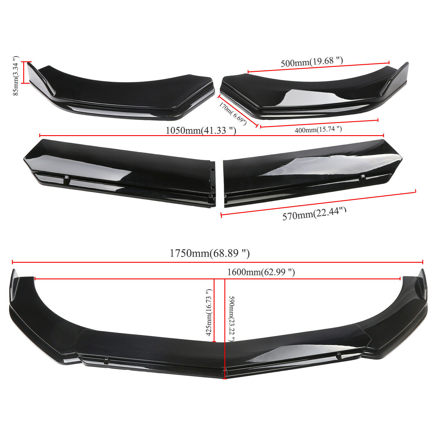 For Dodge Ram 1ont Bum500 Gloss Black Frper Lip Splitter Black
