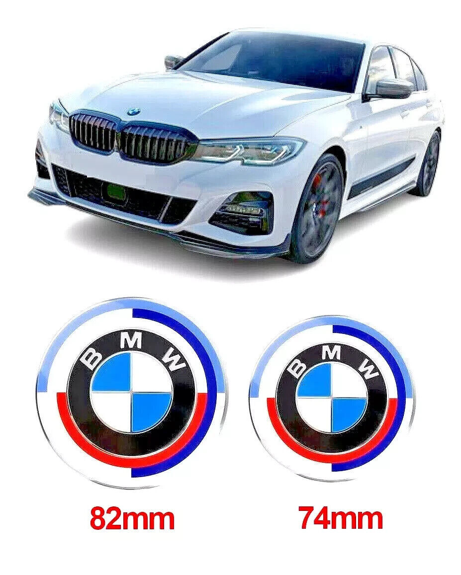 2 pieces SET 82mm+74mm bonnet AND trunk emblems FOR E46 E90 G20 G30