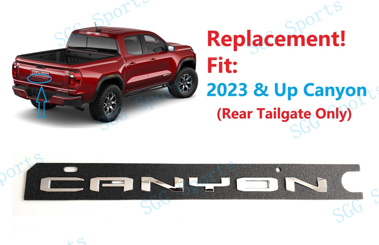1PC Chrome Silver Rear Tailgate Canyon Emblem Badge Fit 2023-2025 GMC Canyon