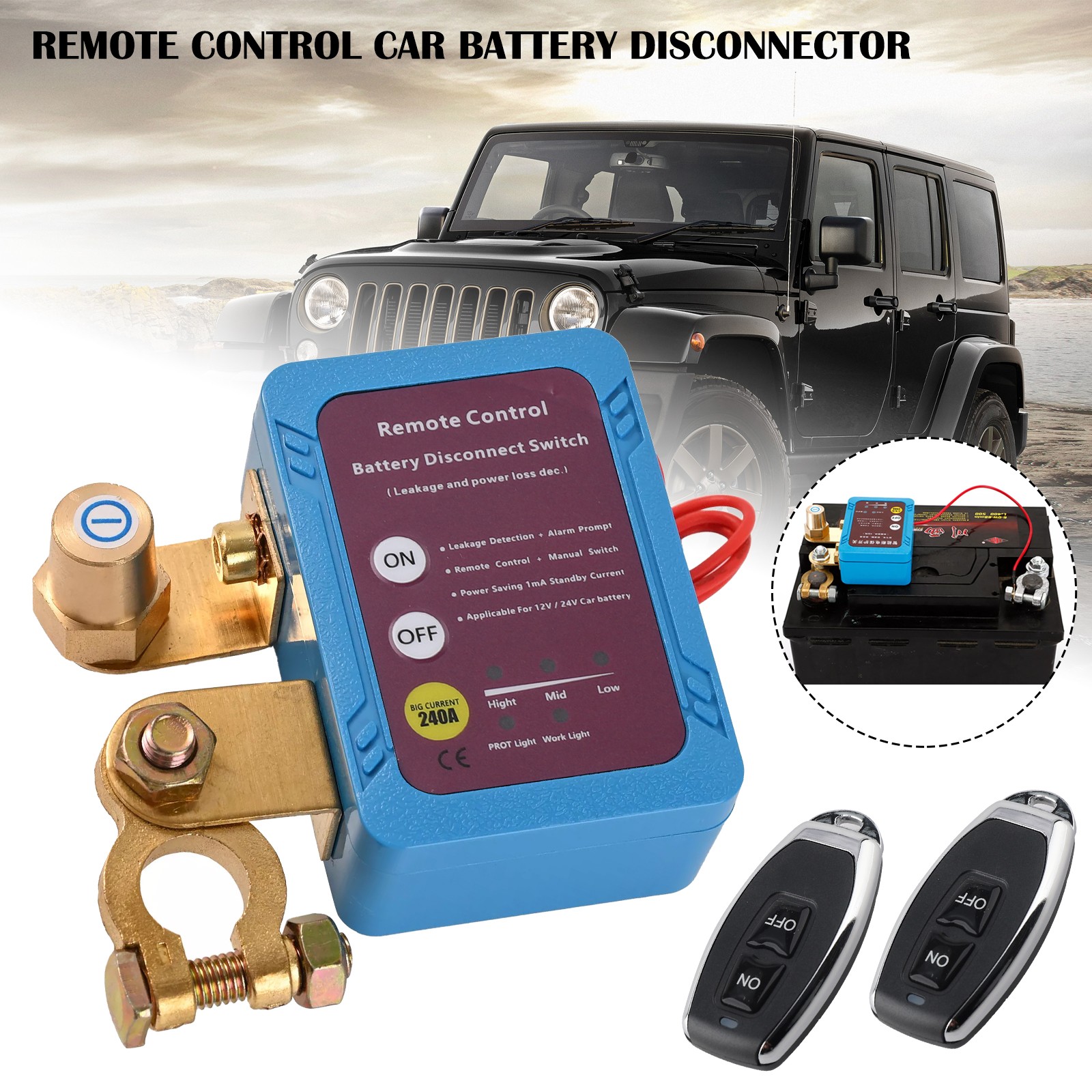 Remote Battery Disconnect Switch Battery Kill Switch 12V 240A for Auto RV ATV US