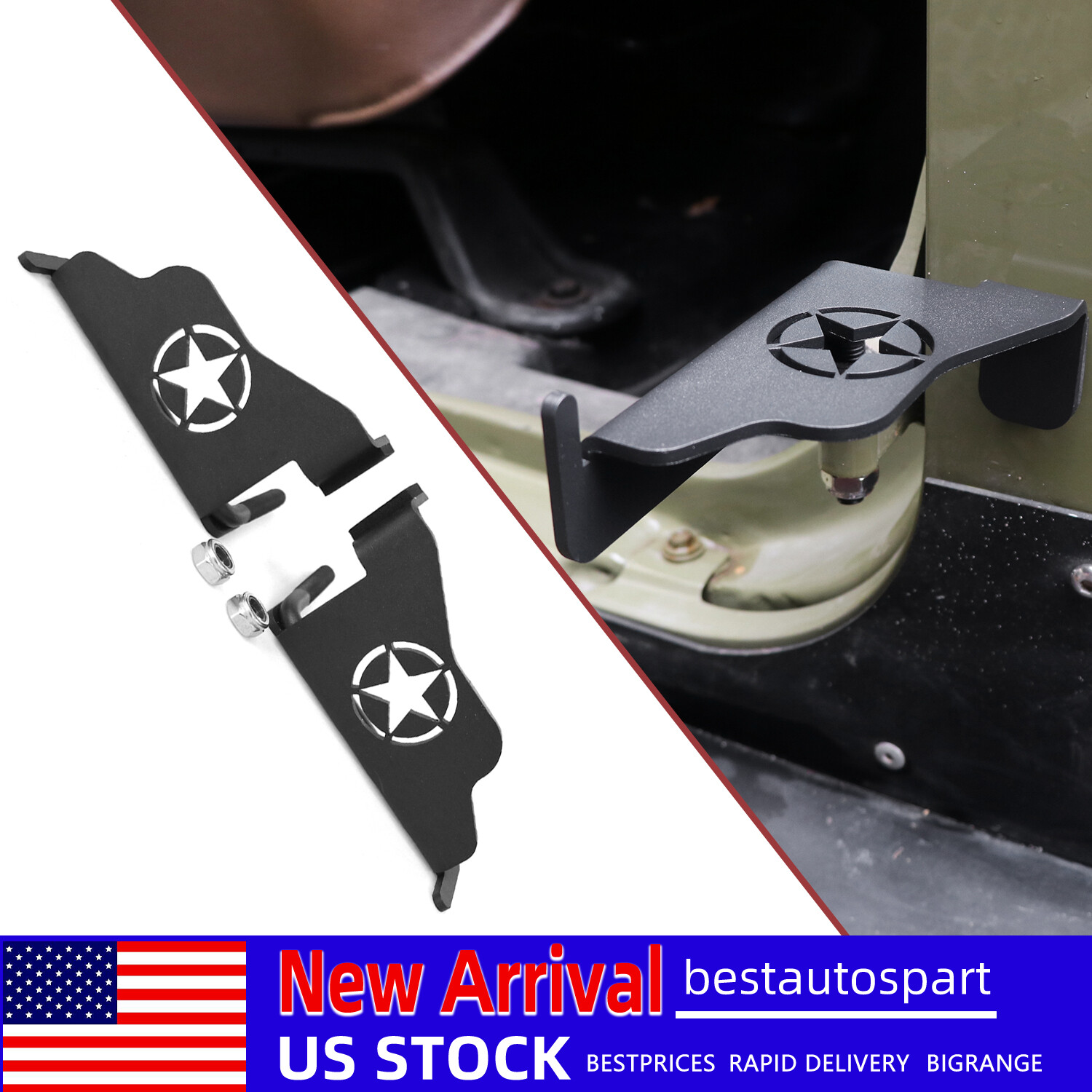 2PCS Exterior Door Hinge Rest Pedals For Jeep Wrangler JK JKU 2007-2017 2/4Door