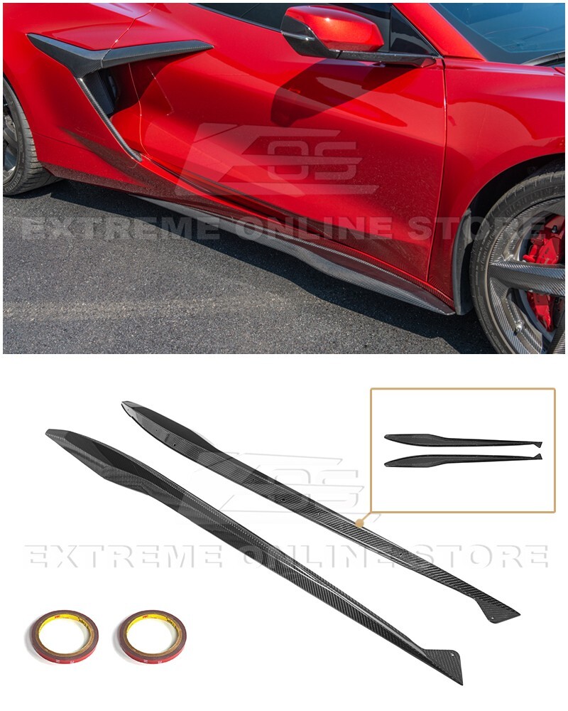 For 23-Up Corvette C8 Z06 | GM Factory CARBON FIBER Side Skirts Panel Extensions