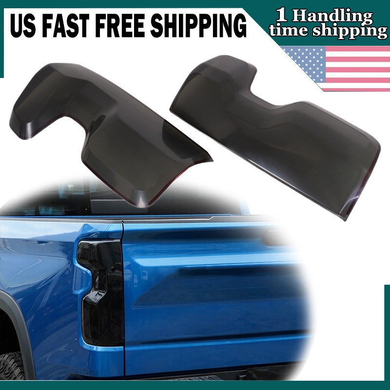 Smoked Rear Tail Light Covers Trim For Chevrolet Silverado 1500 2022 2023 2024