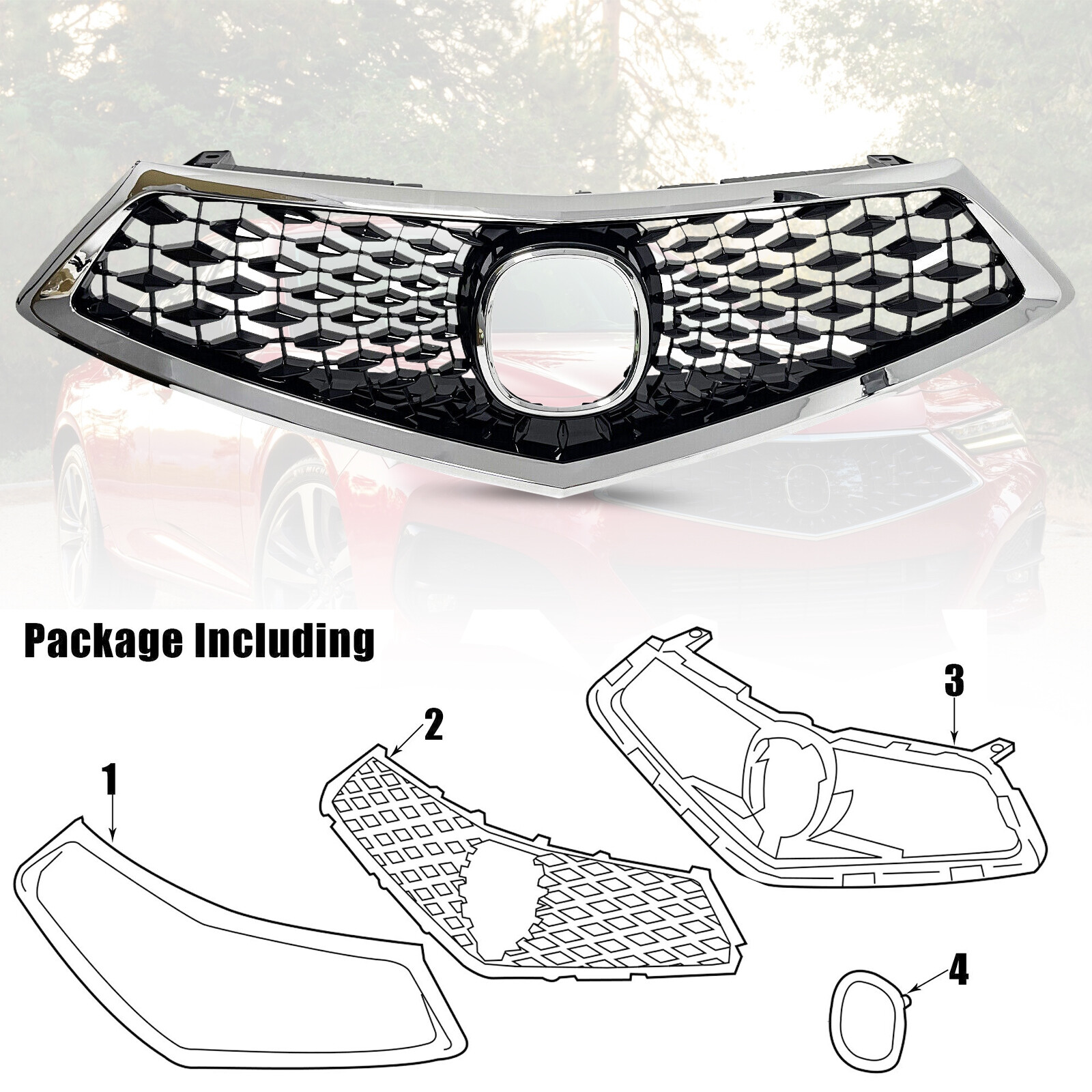 Fit 2018 2019 2020 Acura TLX Front Bumper Chrome Grille Grill Assembly