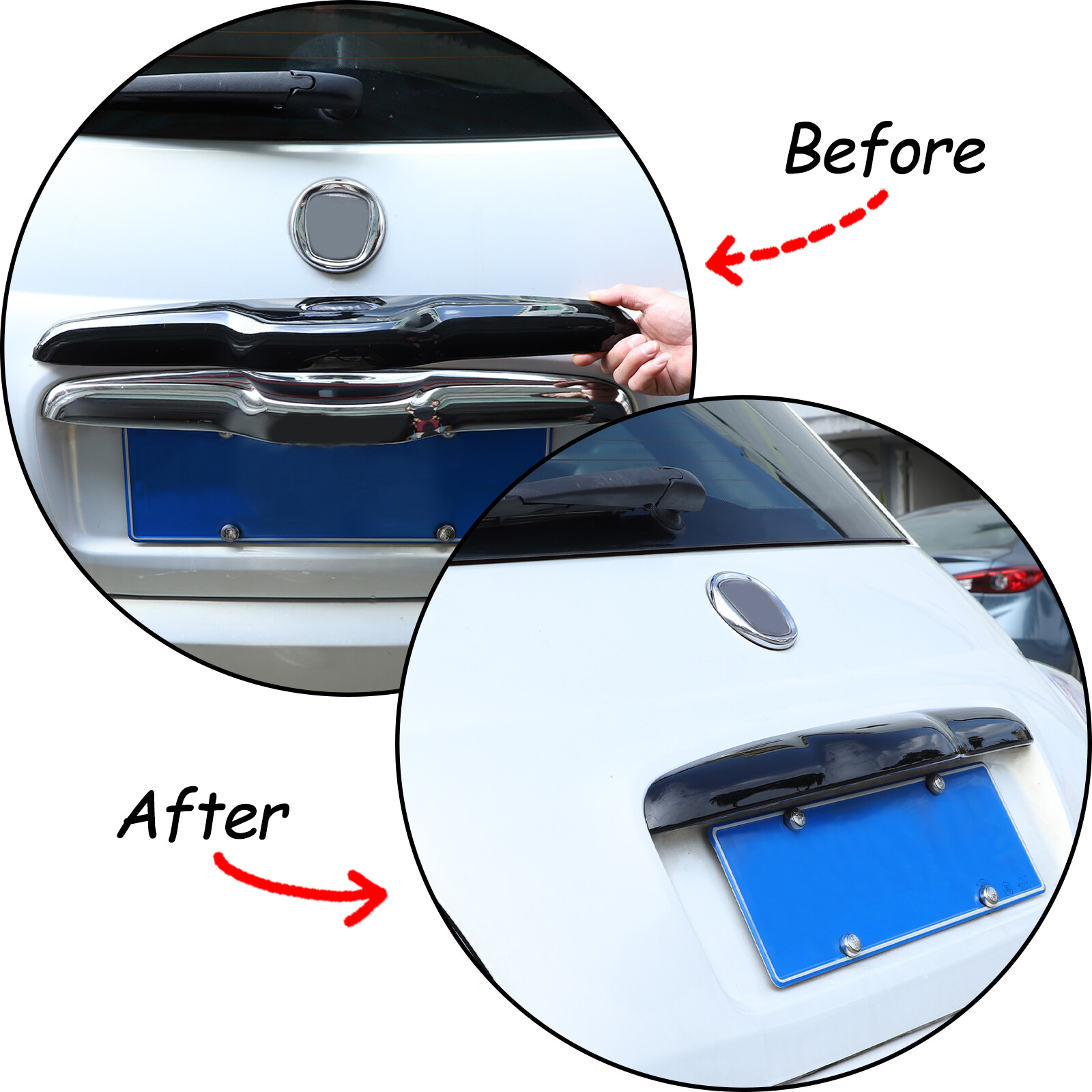 Glossy Black ABS Tailgate Trunk Handle Cover Trim For FIAT 500 2011-23