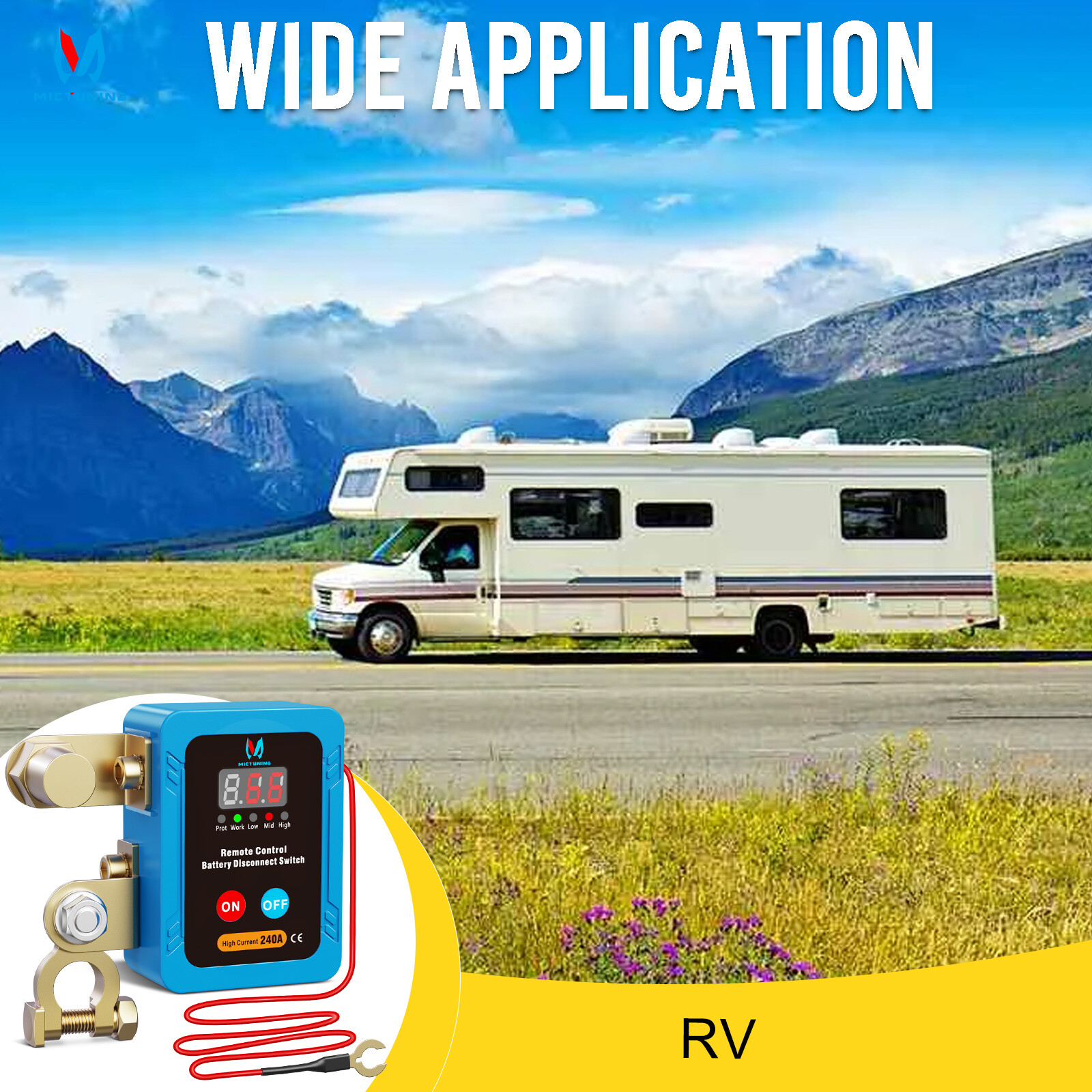 12V 240A Remote Battery Disconnect Isolator Anti-Theft Switch with LED Display