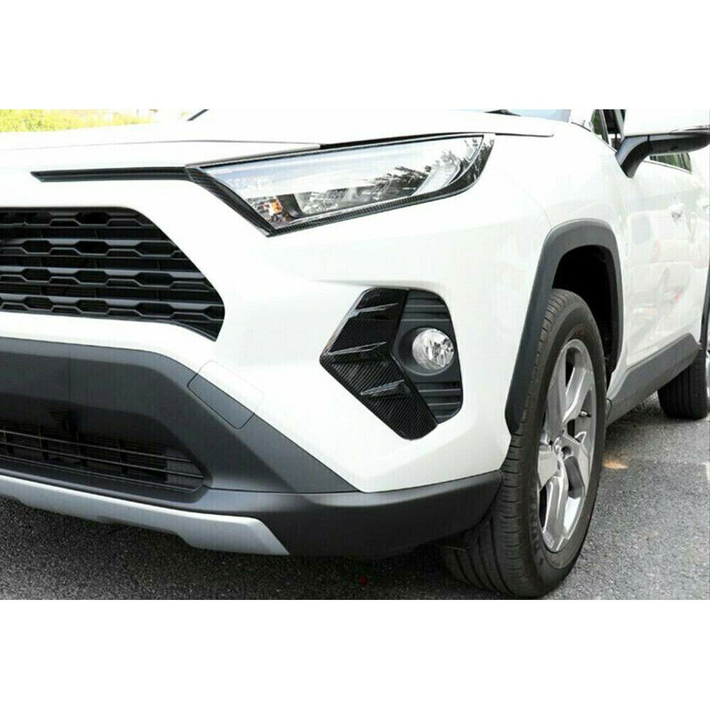 For Toyota Rav4 2019-25 Carbon Fiber ABS Front Fog Lamp Light Panel Cover Trims