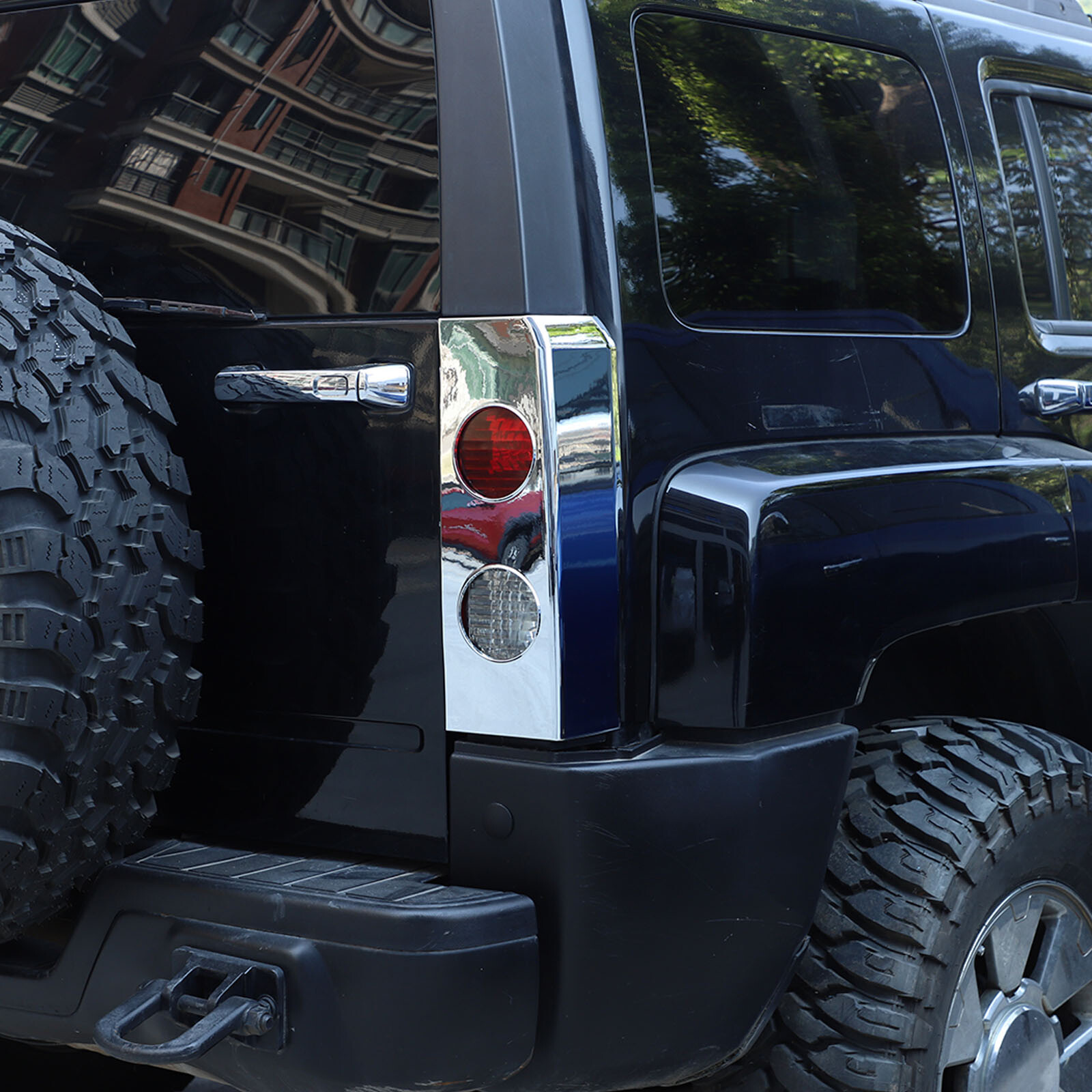 Chrome Silver ABS Car Tail Rear Light Cover Lamp Trim For Hummer H3 2005-2009