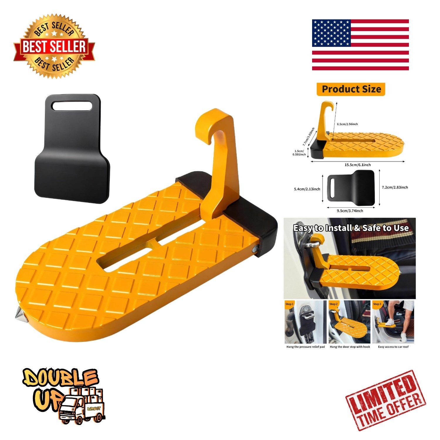 Lightweight Portable Car Door Step with Scratch-Proof Pad for Easy Roof Access