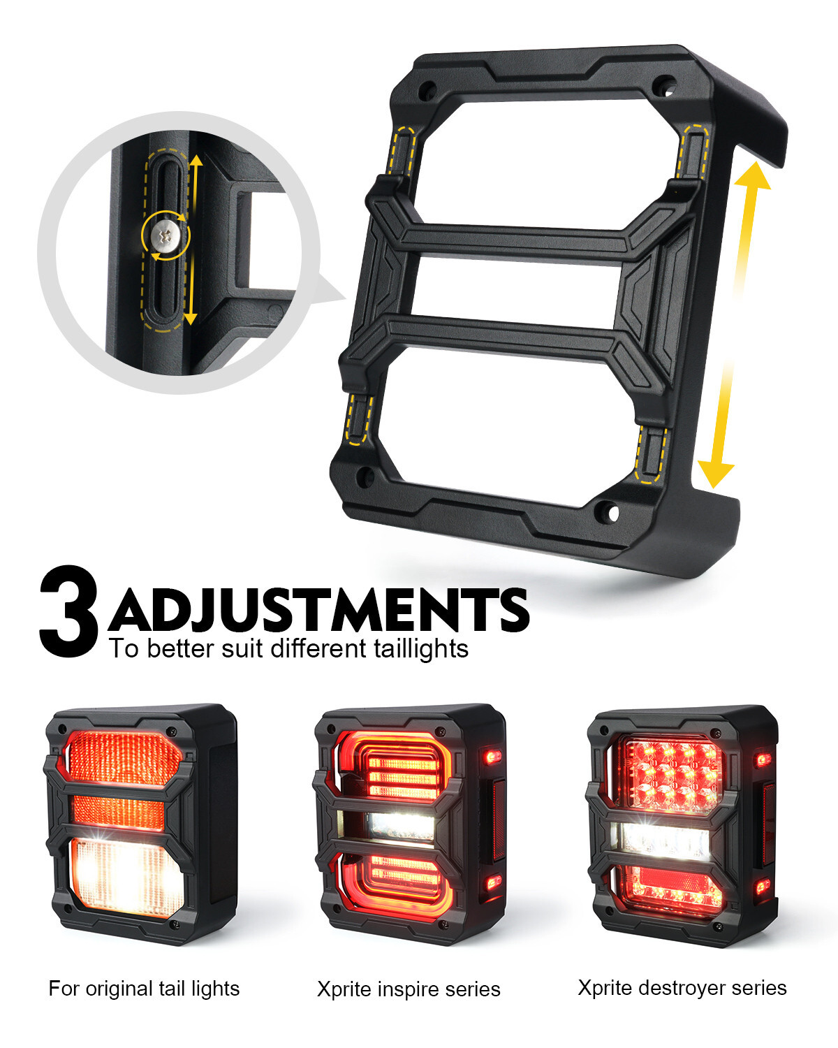 Xprite 2PCS Rear Tail Light Guard Light Cover For Jeep Wrangler JK JKU 2007-2018