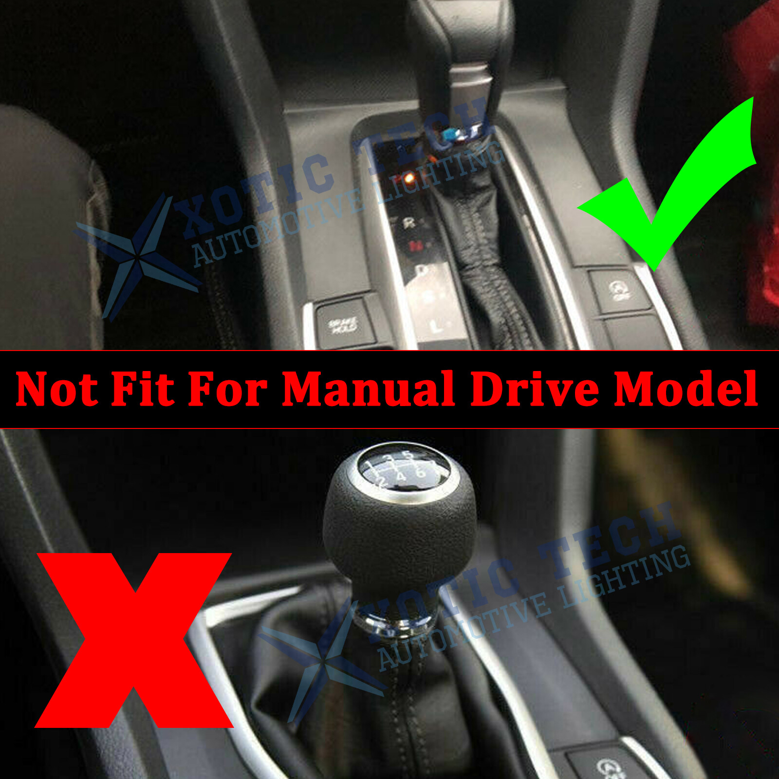 Carbon Fiber Style Automatic Gear Shift Panel Cover Decor For Honda Civic 16-21