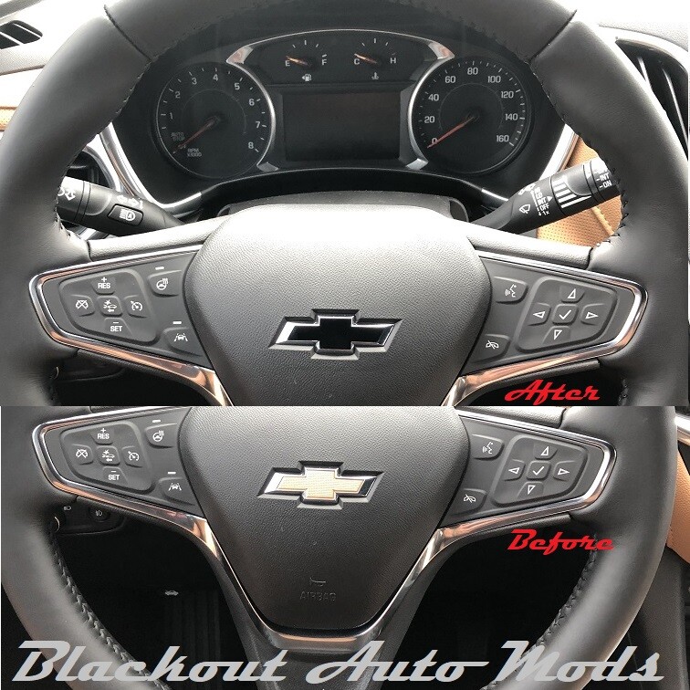 Matte Black Vinyl BowTie Steering Wheel Emblem Overlay Decal Chevrolet Malibu