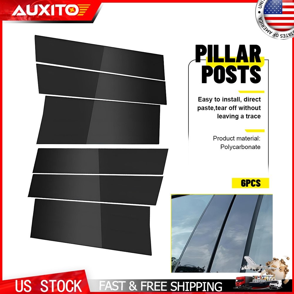 For 2011-2017 Honda Odyssey 6Pcs Glossy Black Window Pillar Posts Trim Cover