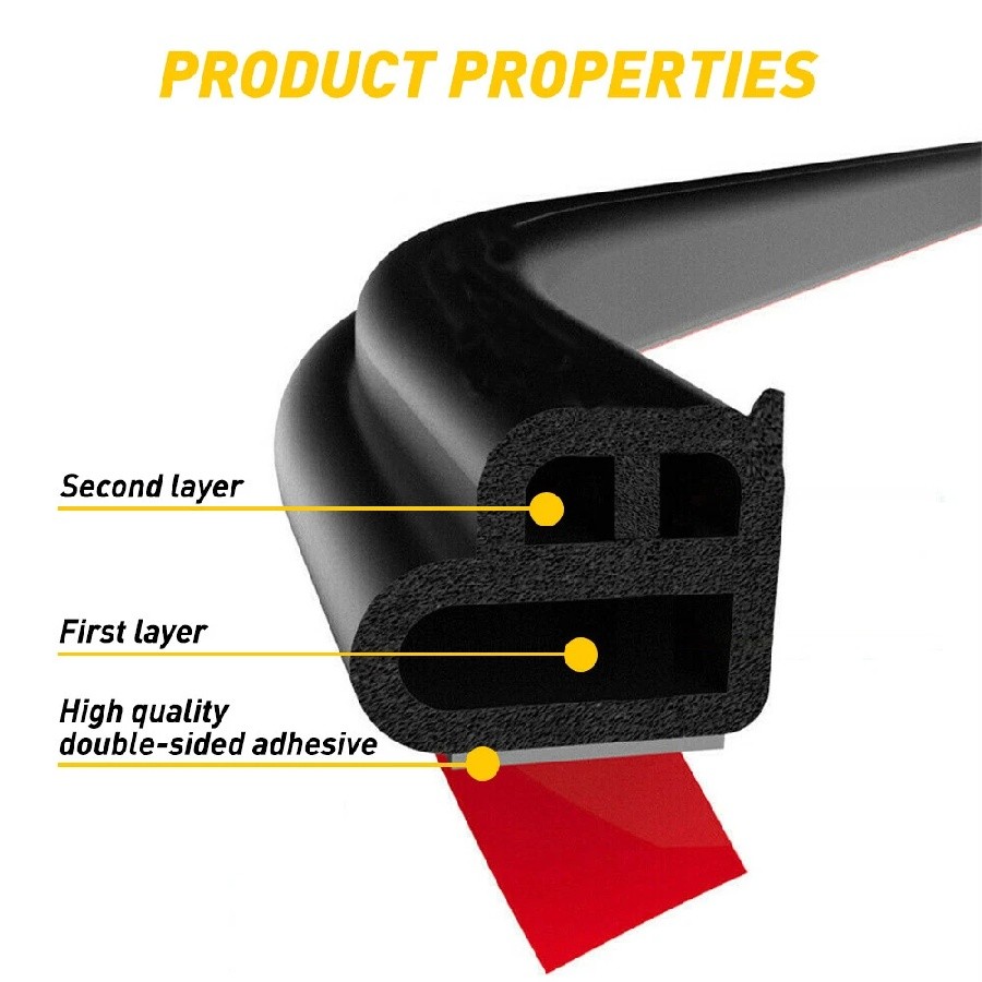 33Ft Rubber Door Seal Strip Automotive Weather Stripping for Car Door Trunk Hood