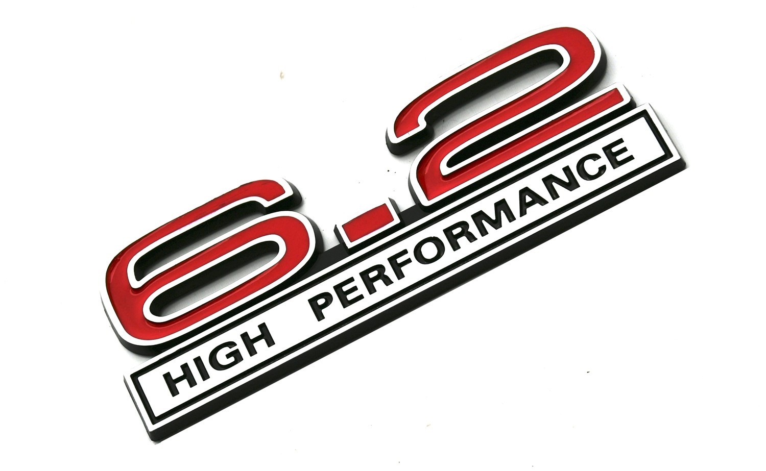 2pcs 6.2 Liter High Performance Engine Emblems Badge Chrome Red