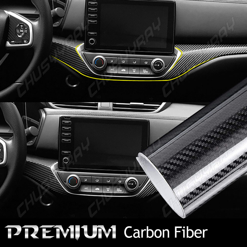 5D Premium Super Gloss Black Carbon Fiber Vinyl Wrap Bubble Free Air Release