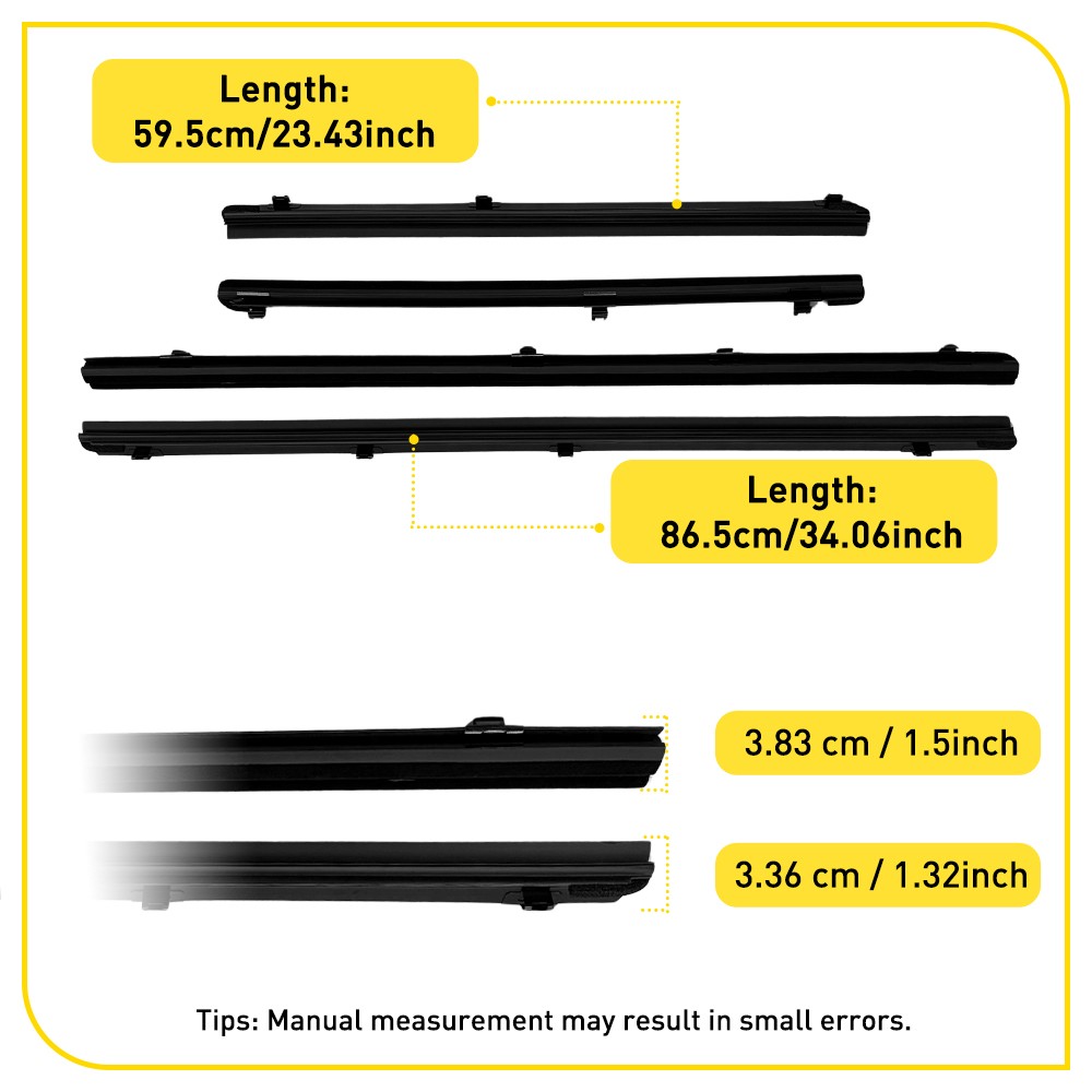Inner Front & Rear Door Weatherstrip Set of 4 For Toyota 10-24 4Runner GX460