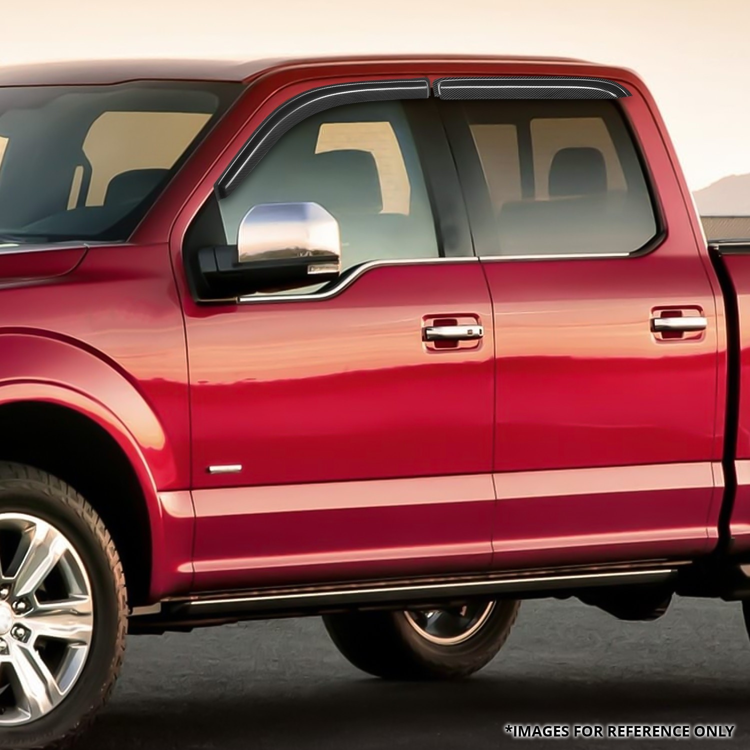 For 04-14 Ford F-150 Extended Cab 4-Dr Glossy 3M Adhesive Tape 4 Window Visors