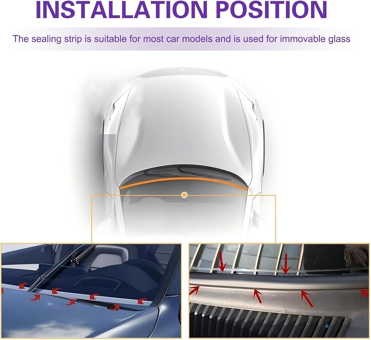 Front Windshield Cowl Seal Strip Self-adhesive for Subaru Impreza Accessories