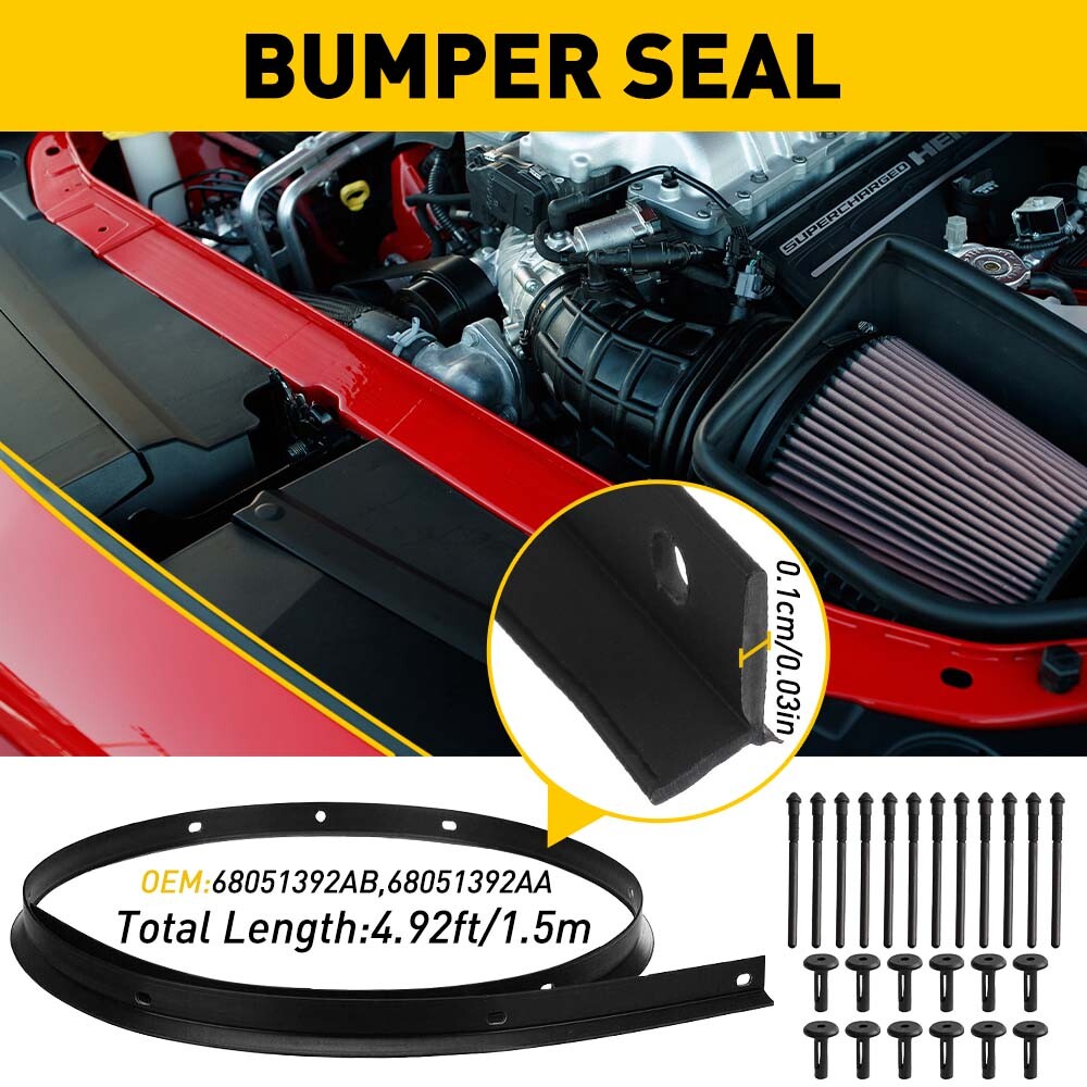 For 08-22 Hood Challenger Dodge to Nose Bumper Fascia Seal & Rivets 68051392AB