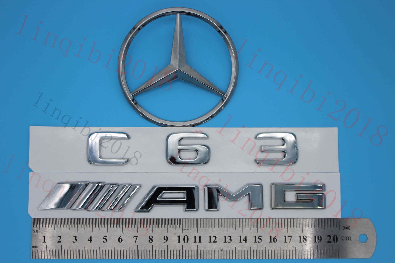 Chrome C63 Trunk Logo Sticker Decal Emblem Badge Package FOR Benz W204 C Class
