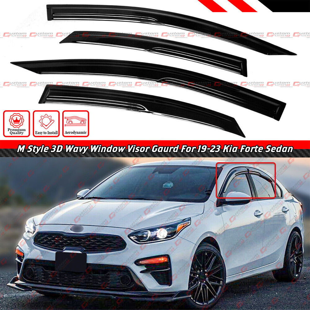 FOR 2019-2023 KIA FORTE SEDAN JDM AERO 3D WAVY WINDOW VISOR RAIN GUARD DEFLECTOR