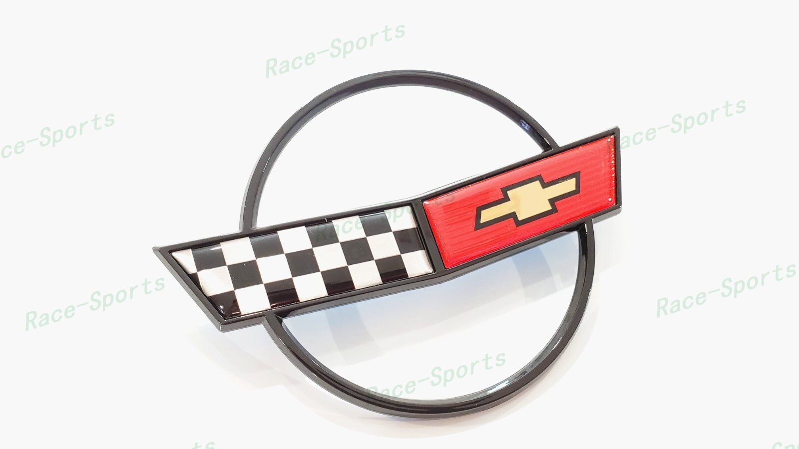 1PC Black Red Nose Hood Cross Flags Emblem Badge Fit For 1984-1996 C4 Corvette