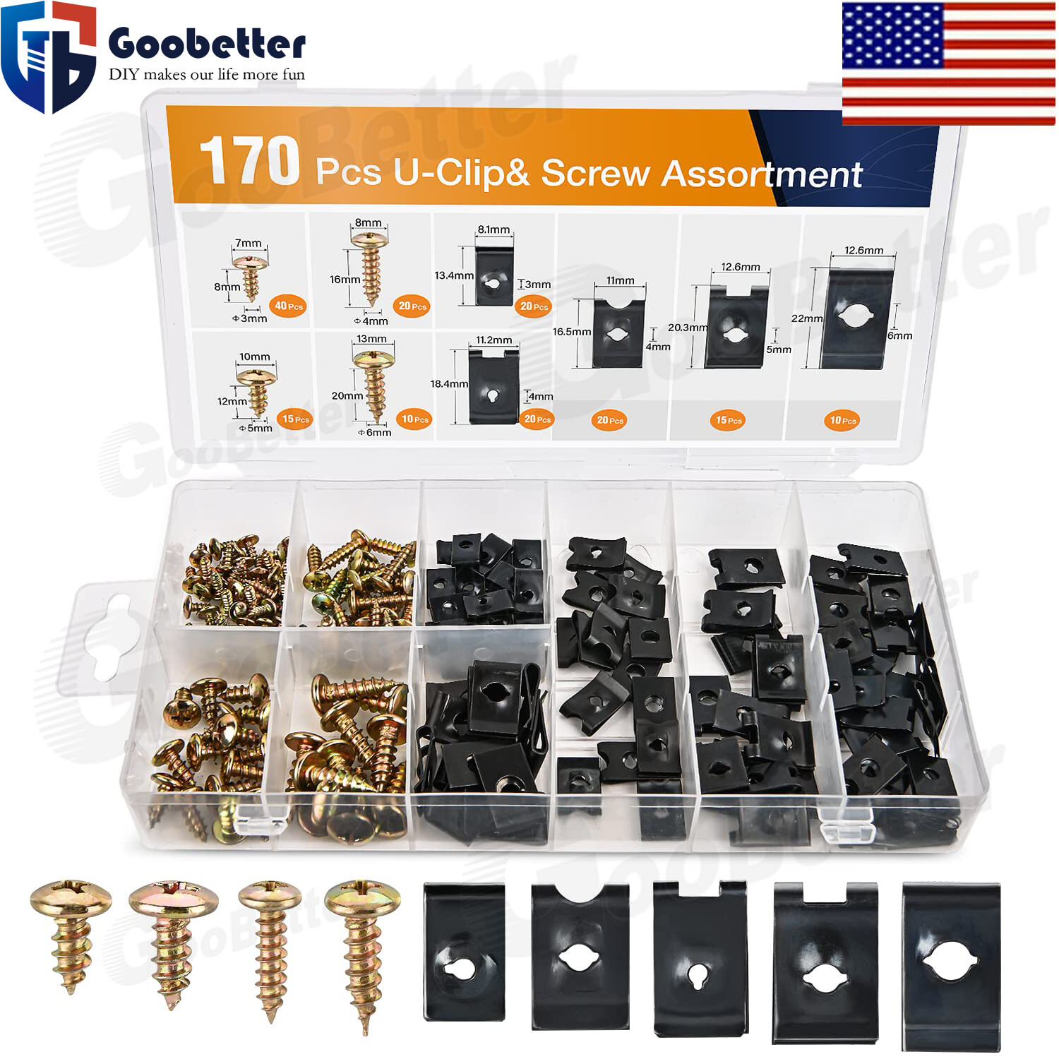 170x Car U-Clip Kit U Nut & Screw Replacement Parts for Dash Door Panel interior