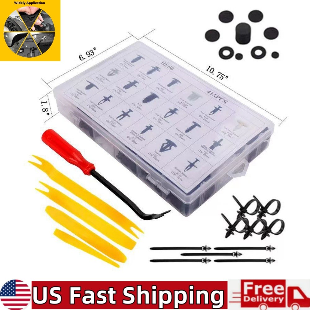415Pcs Car Retainer Clips Kit Auto Push Pin Rivets Trim with Fastener Remover