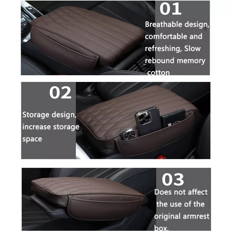 Car Center Console Cover Car Armrest Cover Cushion with 2 Storage Bags Universal