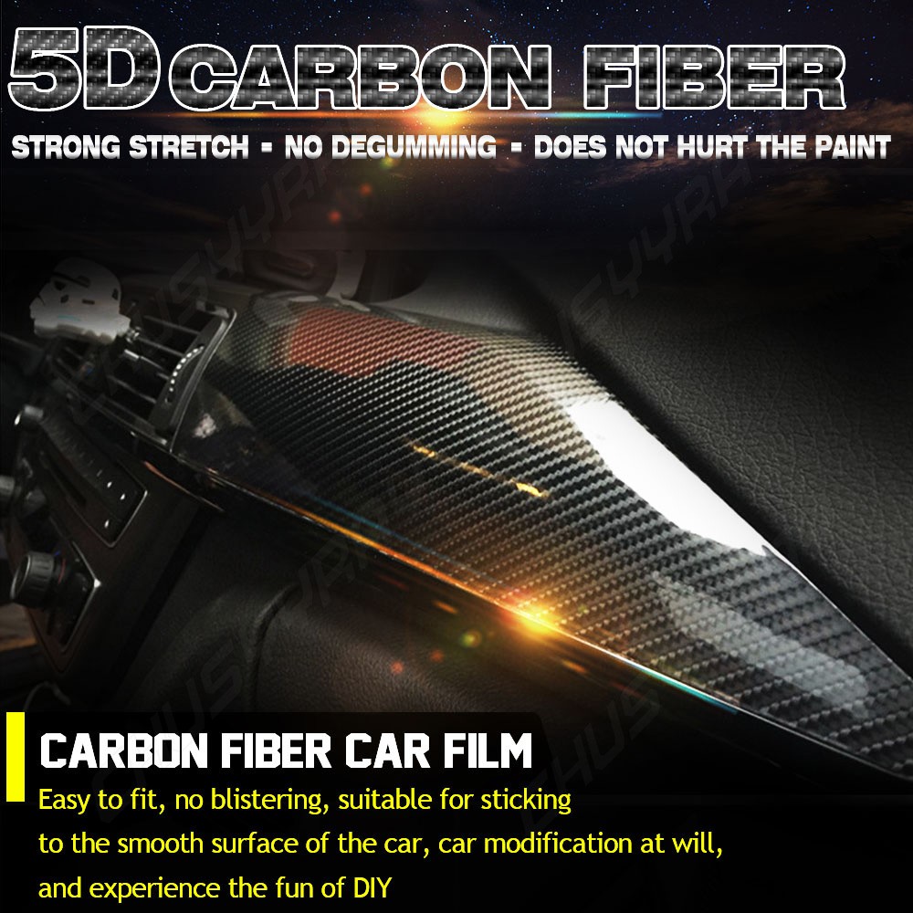 Premium Fibra De Carbono For Car Vinilo Para Autos Carros Negro 30*152 cm 7D