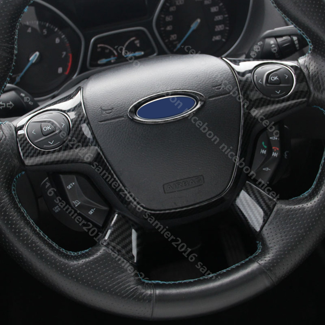 3pc Carbon fiber color Steering Wheel Cover fit For ford Focus Escape Kuga c-max