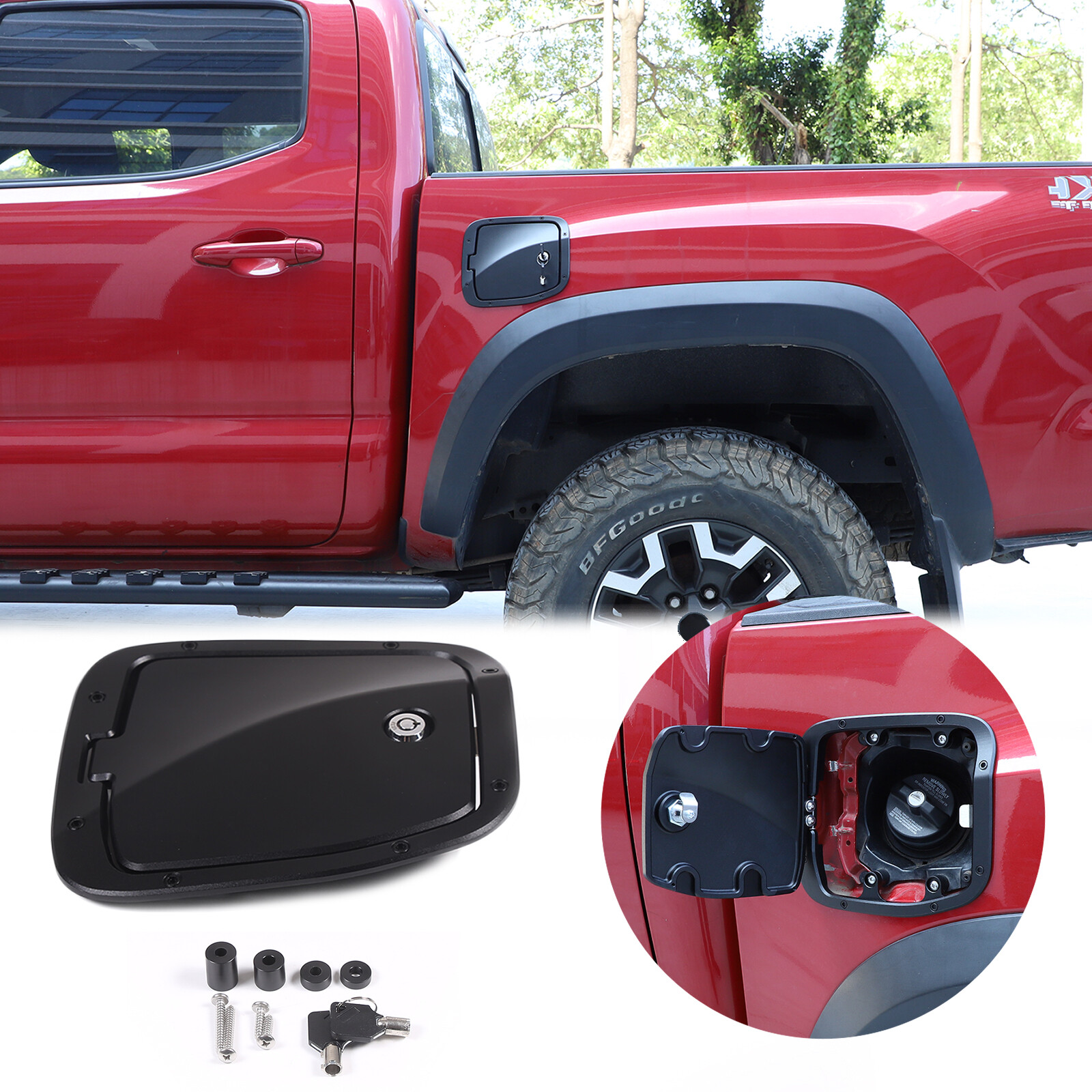 Fuel Tank Cap Locking Lid Replacement gate With Key Fits Toyota Tacoma 2016-2023