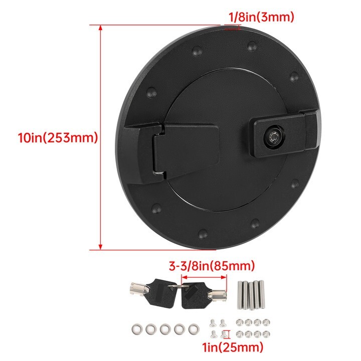 For 2003-2009 Hummer H2 Locking Fuel Door Gas Tank Cap Cover ALUMINUM Black New