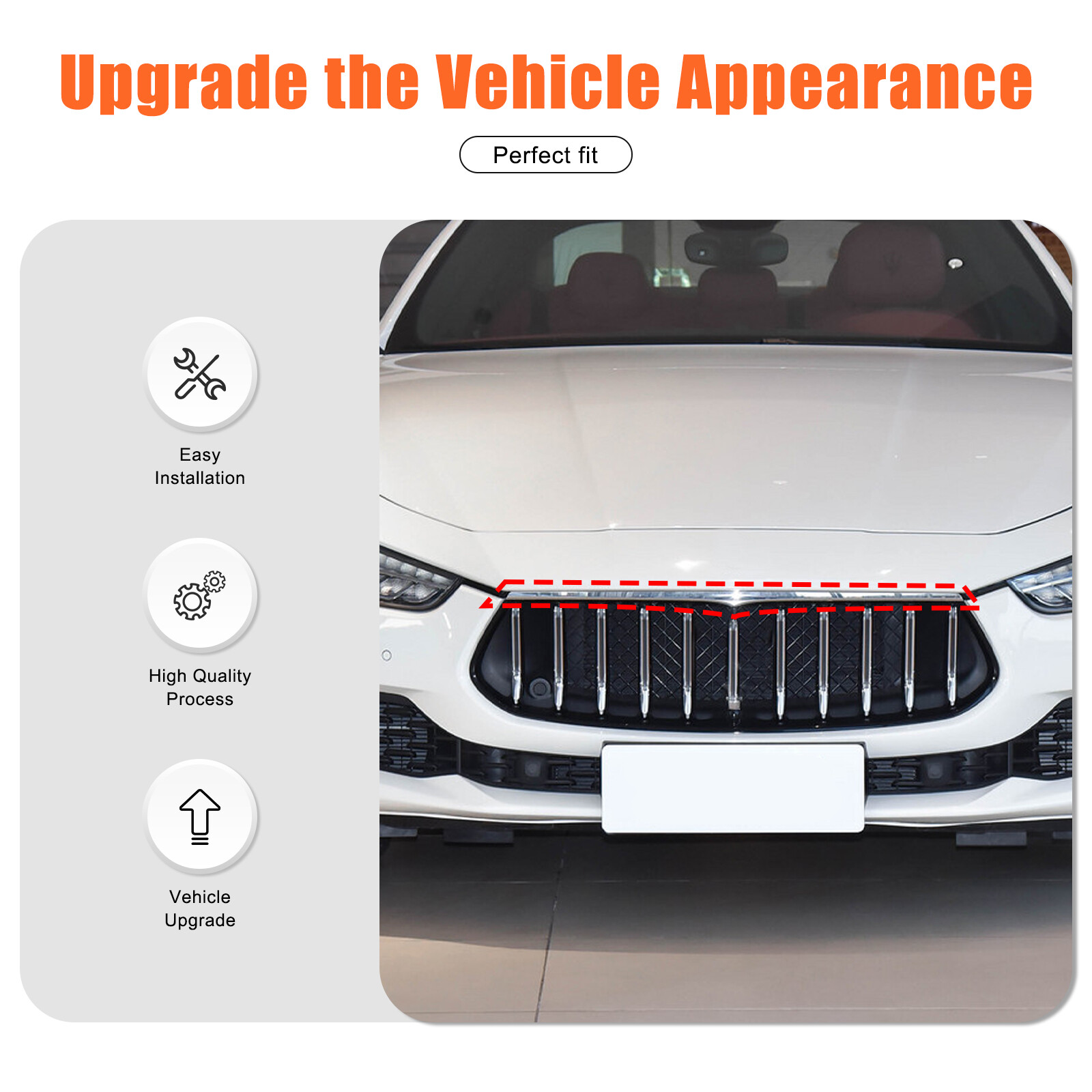 Carbon Fiber Look Front Bumper Grille Accent Strip For Maserati Ghibli 2018-2022