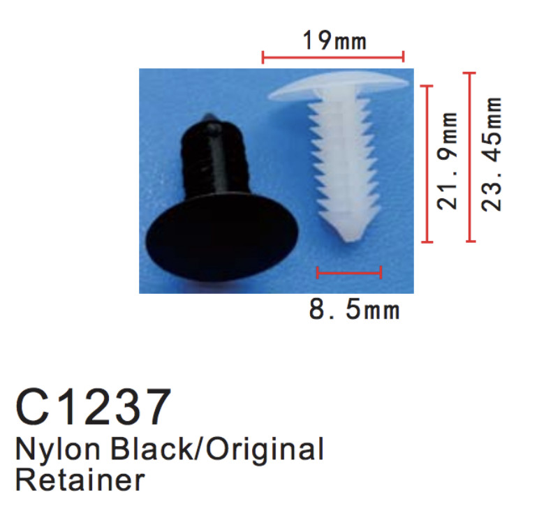C1237 – Automotive Plastic Clips – 100PCS – USA Retainer Black White