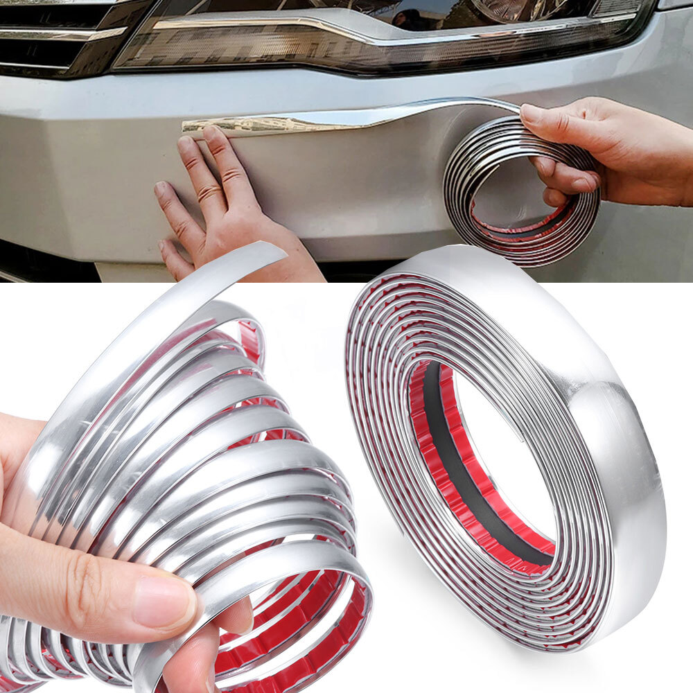 3m x 10mm Car Door Window Side Chrome Strip Sticker Moldings Trim Tape Silver