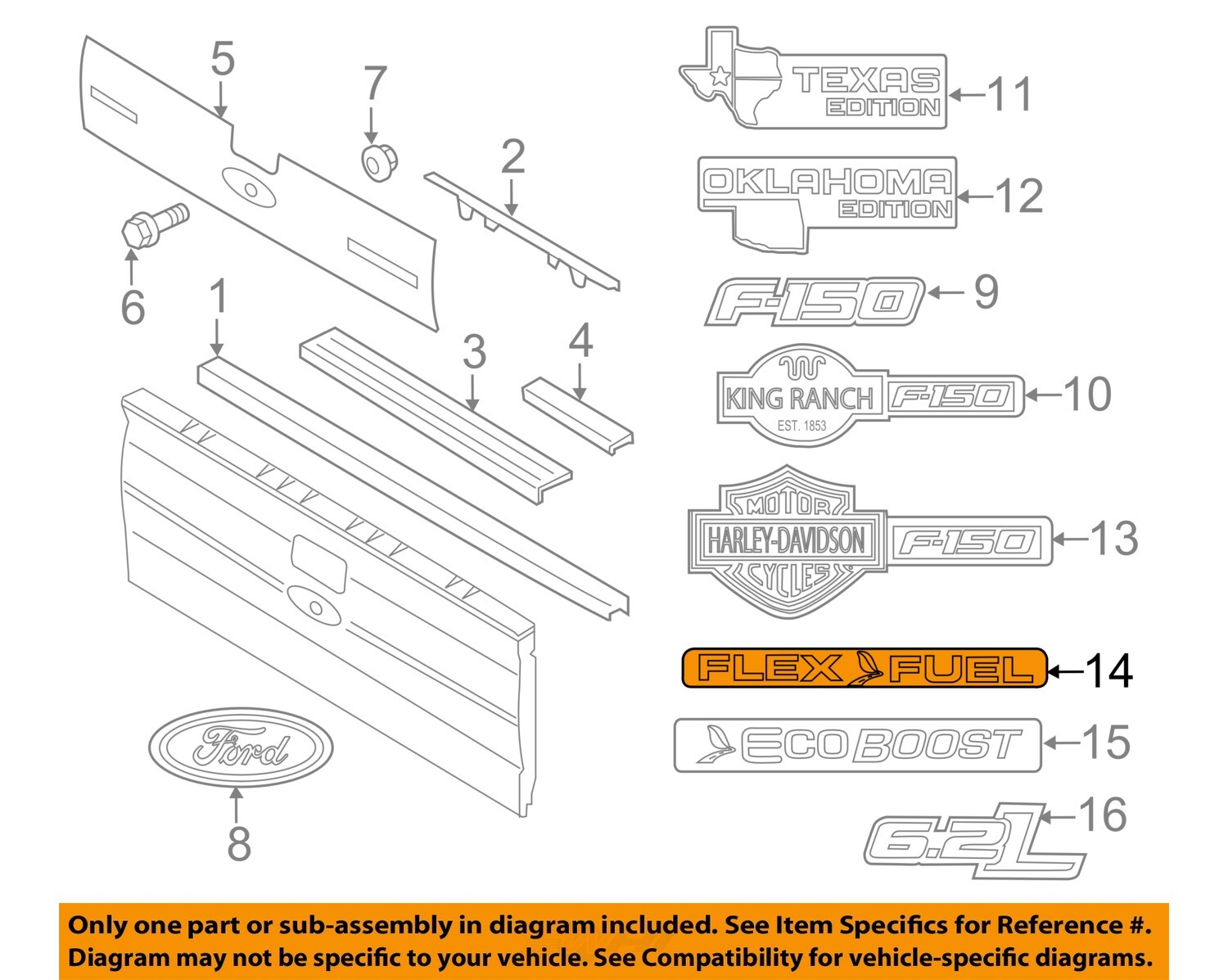 FORD OEM 11-16 F-150 Pick Up Box Exterior Trim-Nameplate BL3Z9942528G