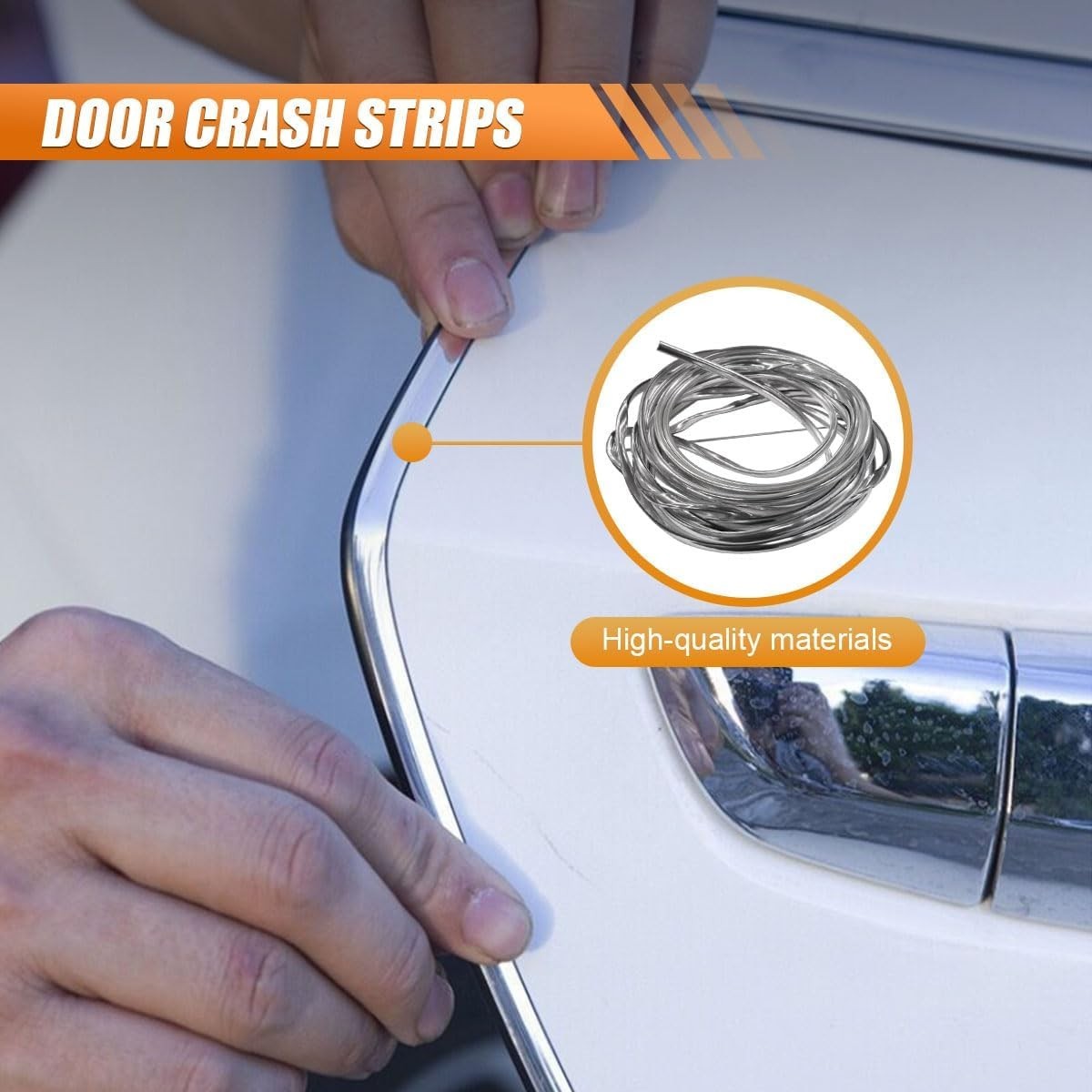 Car Door Edge Guards 16.4ft, Universal U-Shaped PVC Trim Strip Chrome Tape Se…