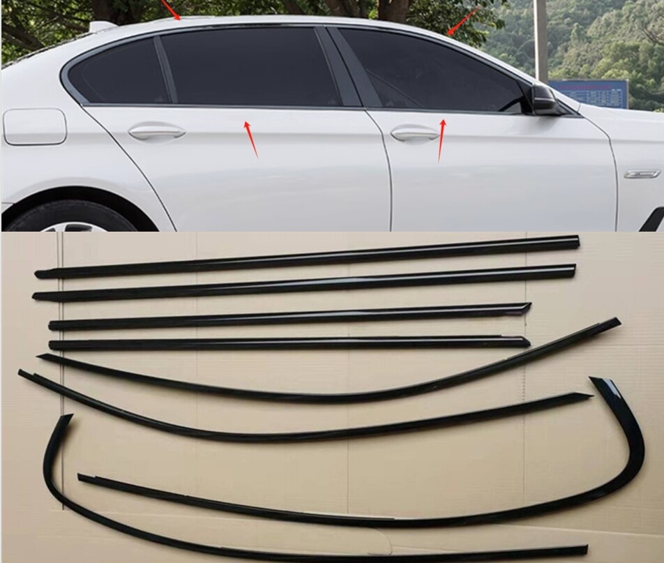 For 2013-2016 BMW 5 Series steel Car Window Black Strip trim cover 1set L