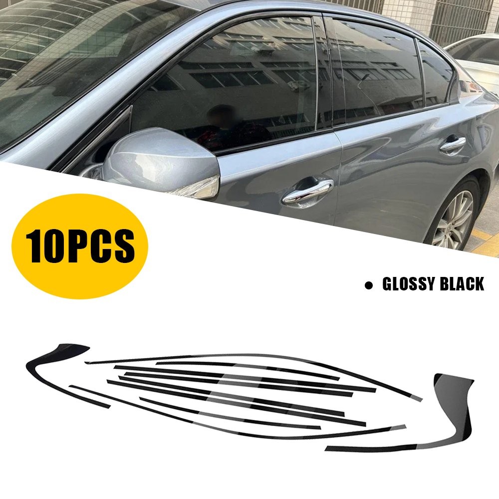 For Infiniti Q50 2014-2024 Gloss Black Side Window Chrome Delete Trim Cover Set