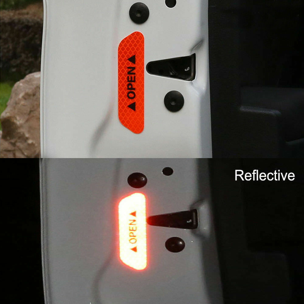 4X Super Car Door Open Sticker Reflective Tape Safety Warning Decal Red Hot