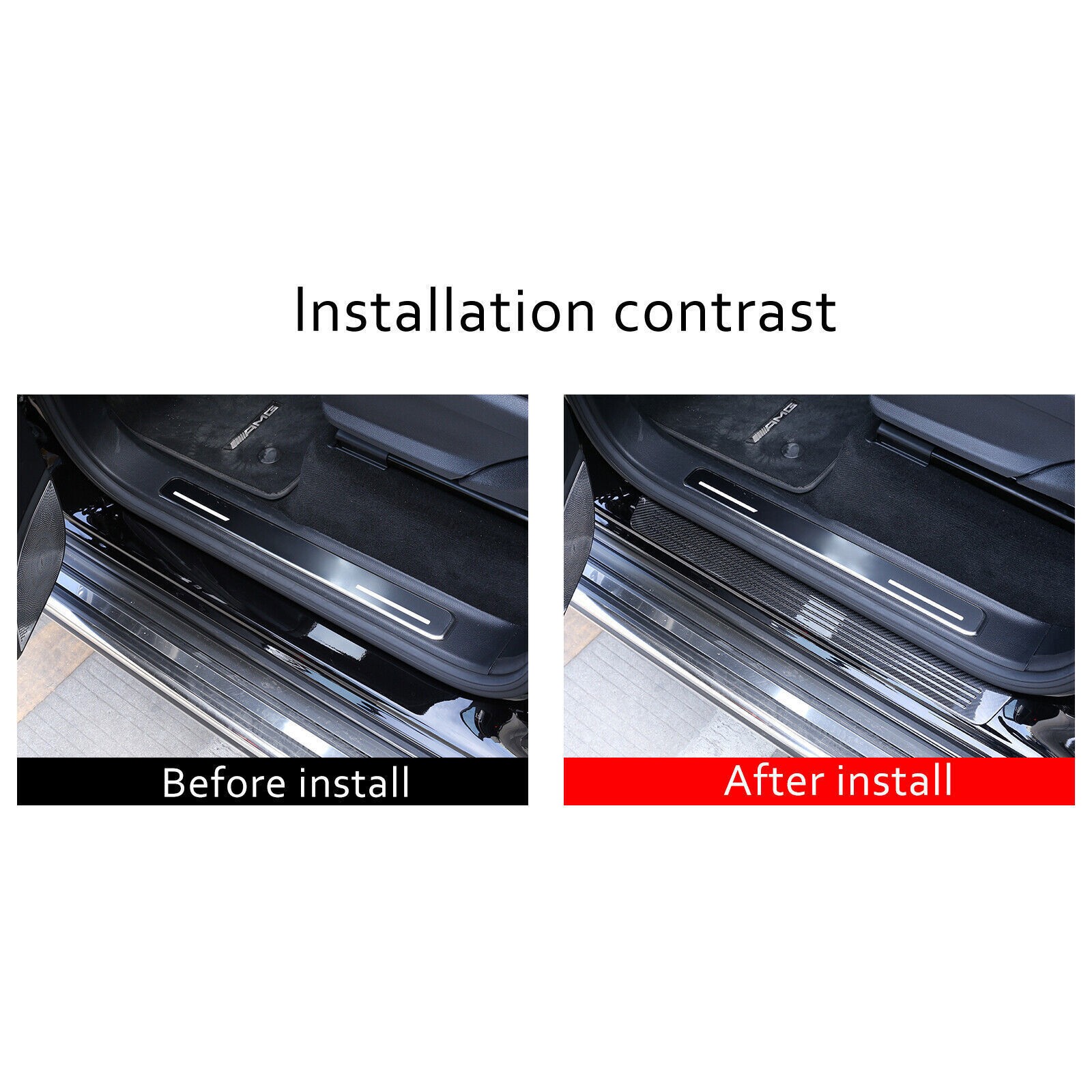 4PCS Dry Carbon Fiber Door Sills Threshold Trim For Benz W464 G class G500 19-25